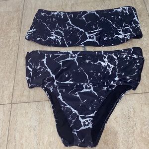 Black and white marble bathing suit from Shein